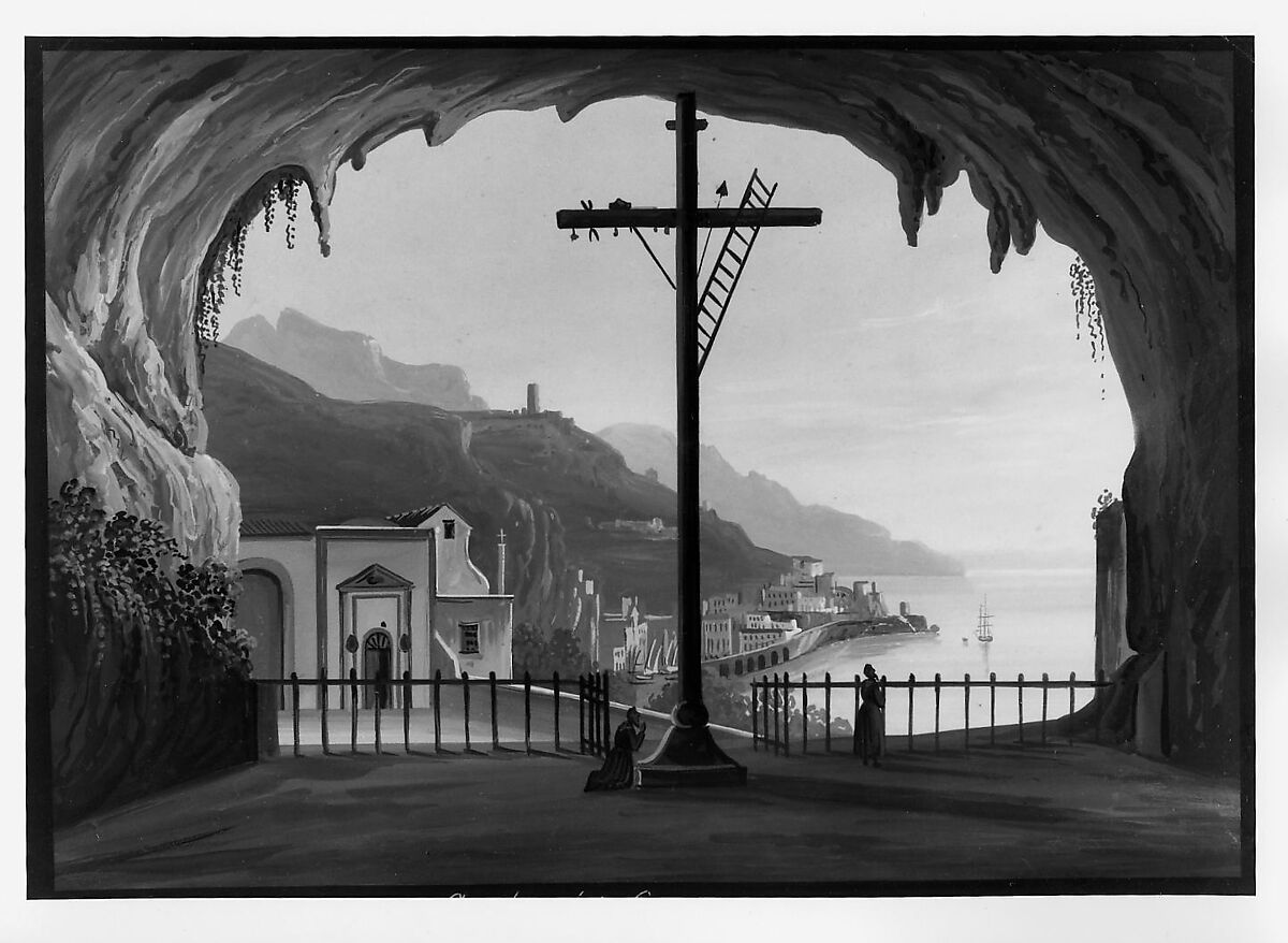 View of Amalfi from the Capuchin Monastery, Gouache, Italian (?)