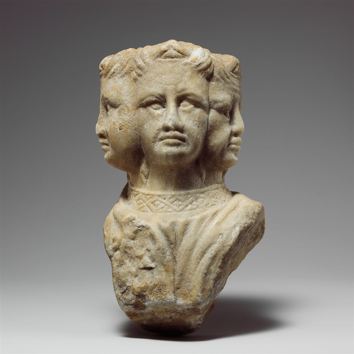 Vultus trifrons or an Allegory of Prudence, Pacio Bertini da Firenze (Florentine, active 1325–ca. 1351), Carrara marble