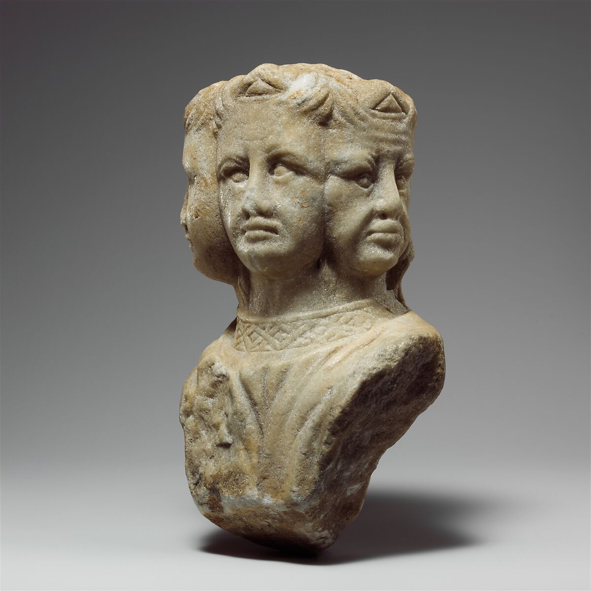 Vultus trifrons or an Allegory of Prudence, Pacio Bertini da Firenze (Florentine, active 1325–ca. 1351), Carrara marble