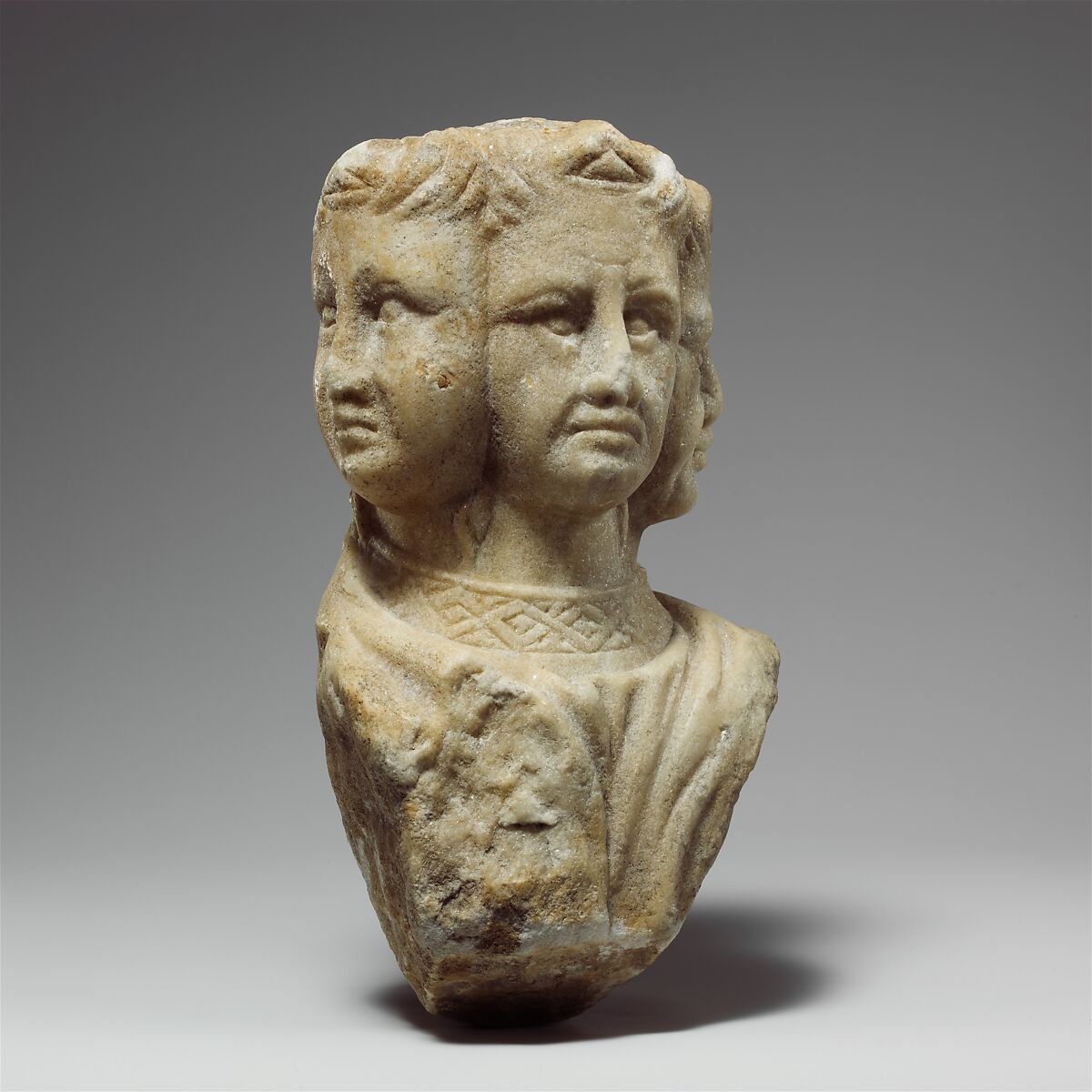 Vultus trifrons or an Allegory of Prudence, Pacio Bertini da Firenze (Florentine, active 1325–ca. 1351), Carrara marble