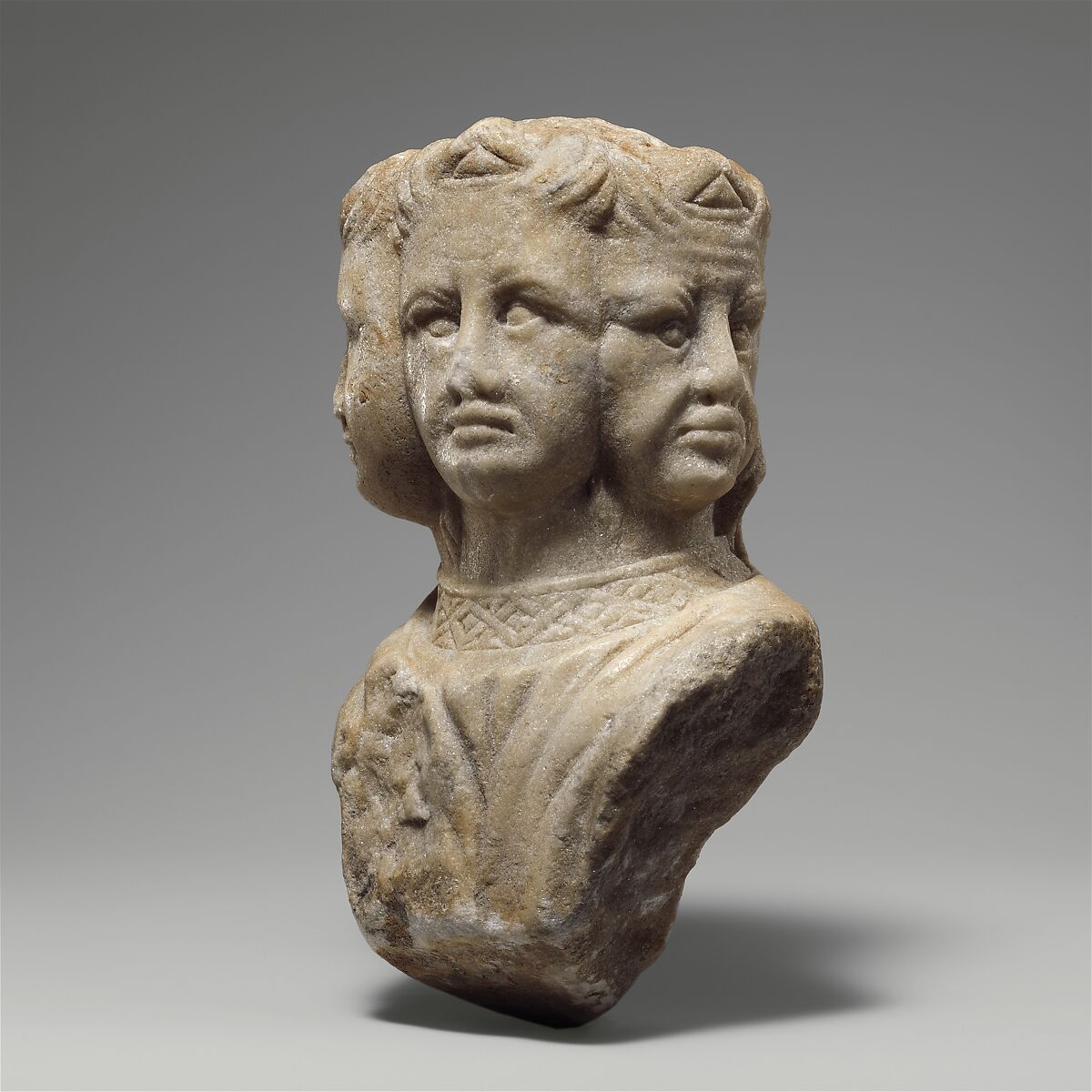 Vultus trifrons or an Allegory of Prudence, Pacio Bertini da Firenze (Florentine, active 1325–ca. 1351), Carrara marble