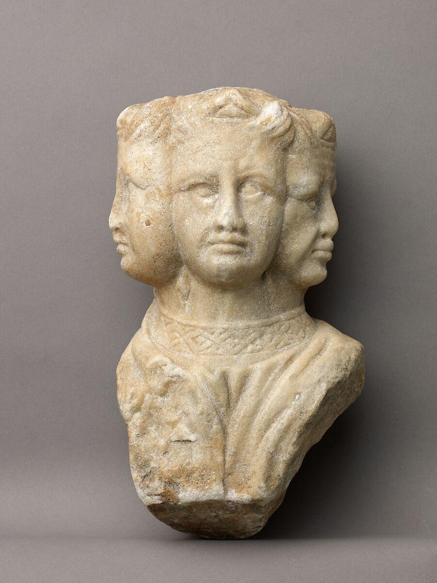 Vultus trifrons or an Allegory of Prudence, Pacio Bertini da Firenze (Florentine, active 1325–ca. 1351), Carrara marble