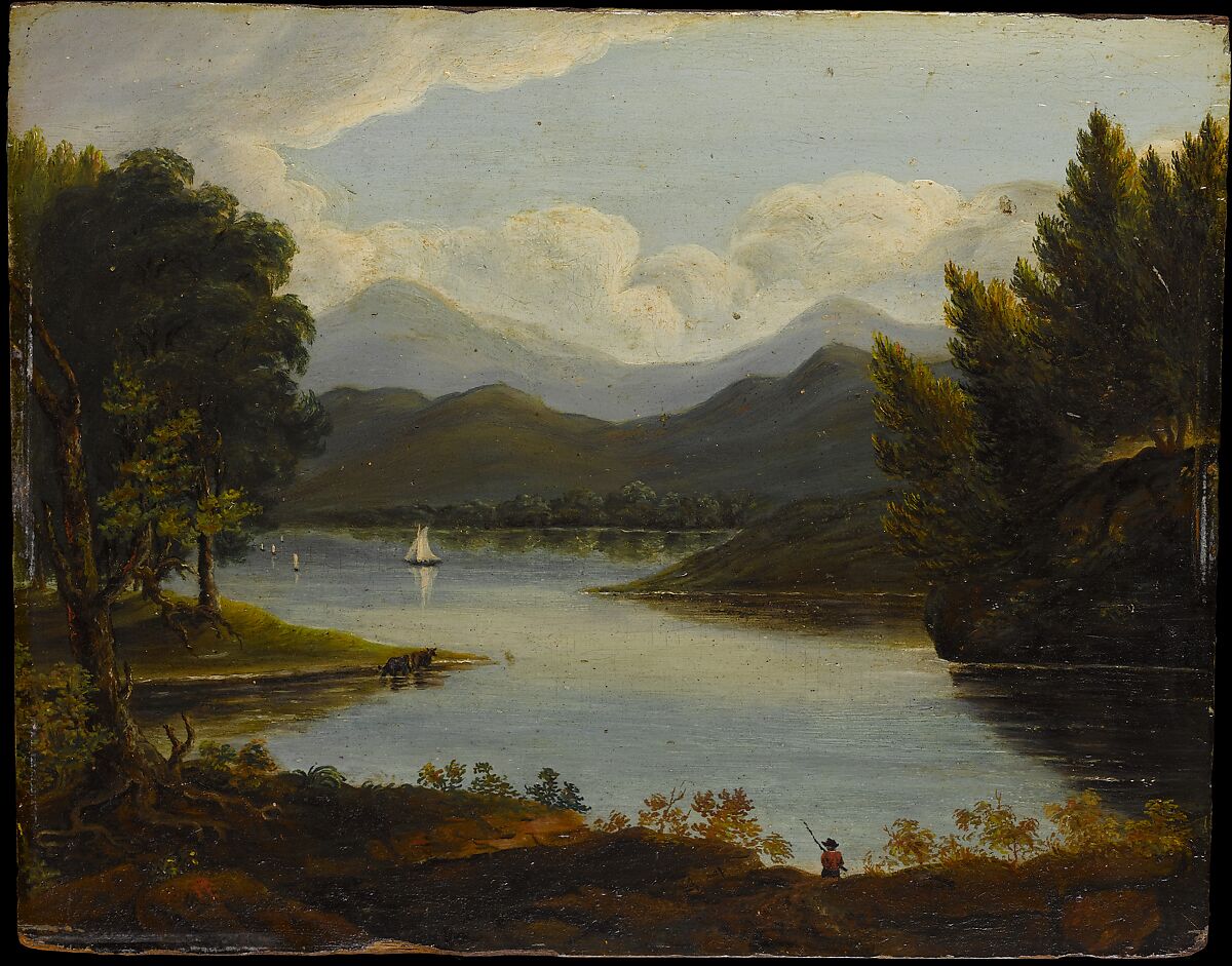 Hudson River Scene, French or American Artist (possibly Victor de Grailly, Paris, 1804–1889), Oil on wood, American