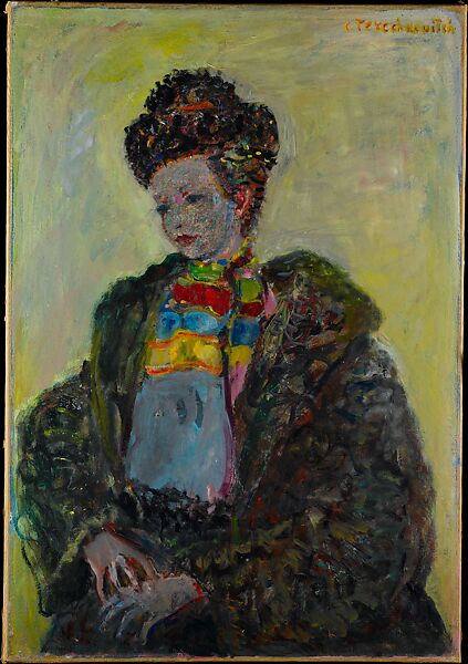 Young Woman Dressed in Fur, Terechkovitch, Constantin (Kostia), Oil on canvas, Russian