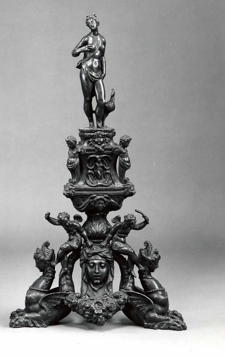 Andiron with the Figure of Juno, Model, workshop of Niccolò Roccatagliata (Italian, born Genoa, active 1593–1636) (?), Venice, Bronze, dark brown wax or lacquer patina. 