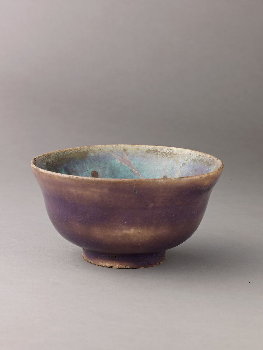 Bowl, Stoneware with turquoise and purple glazes., Chinese (?) 