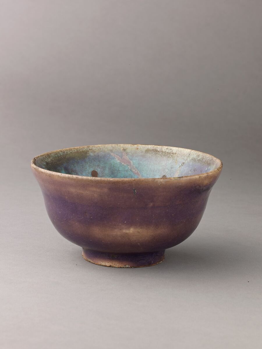 Bowl, Stoneware with turquoise and purple glazes., Chinese (?)