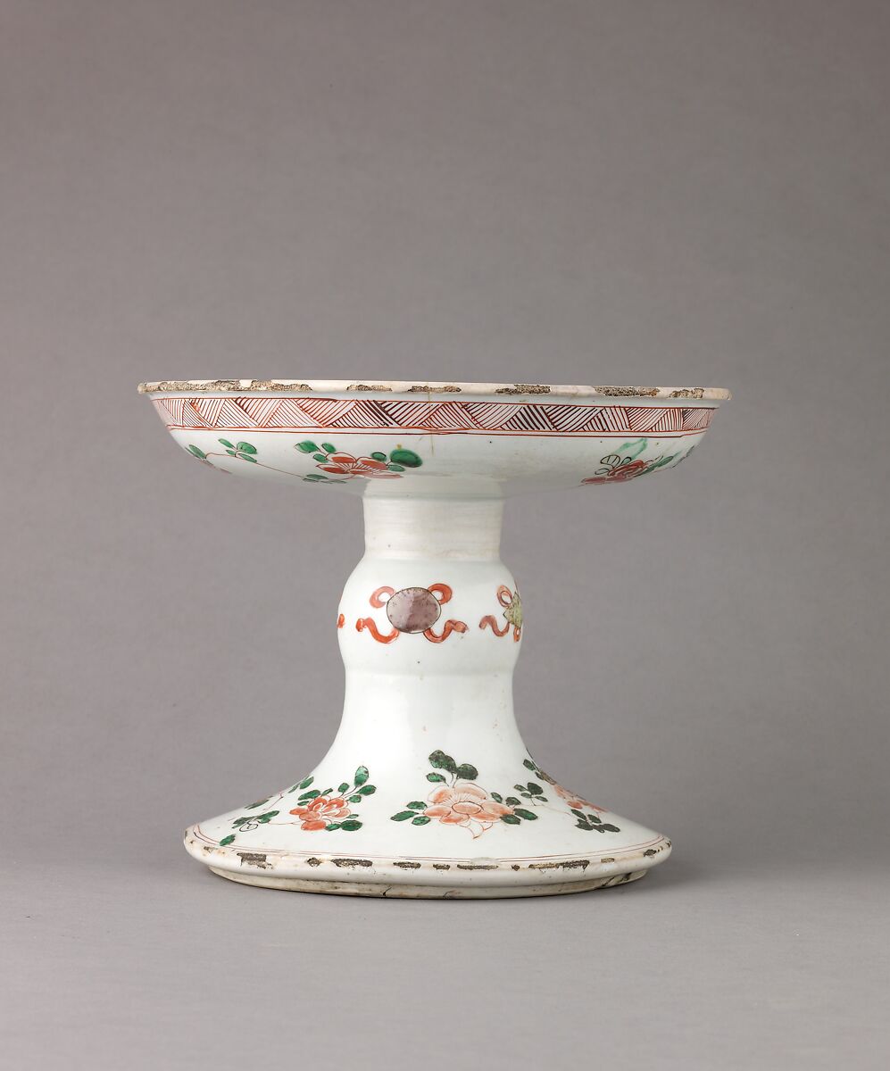 Tazza, Chinese  , Qing Dynasty, Porcelain painted in overglaze famille verte enamels., Chinese