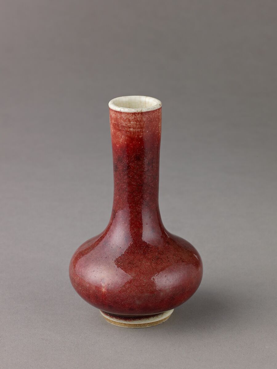 Small vase, Chinese  , Qing Dynasty, Porcelain with Sang de Boeuf glaze., Chinese 