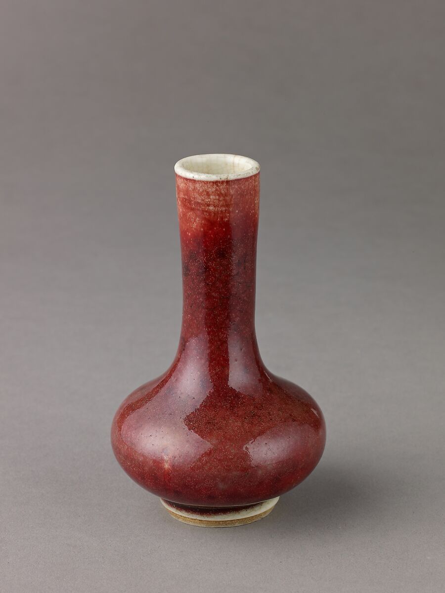 Small vase, Chinese  , Qing Dynasty, Porcelain with Sang de Boeuf glaze., Chinese