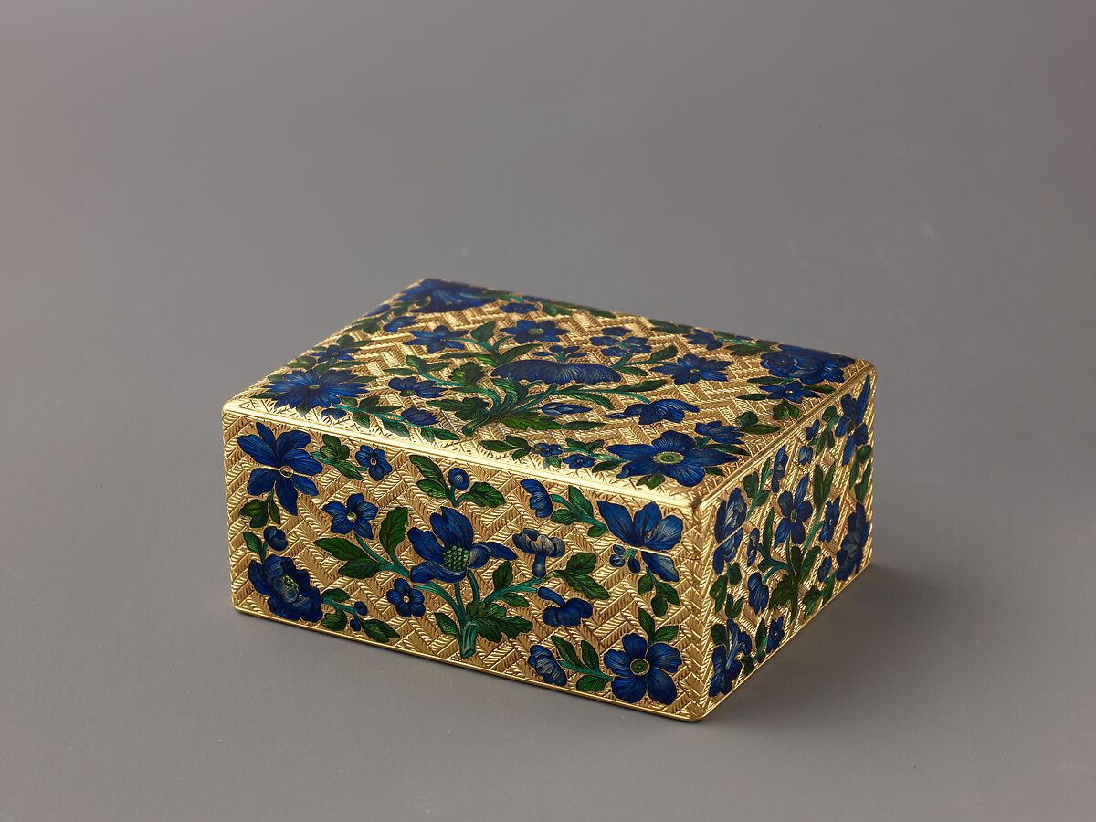 Snuffbox, Gold and enamel, probably French 