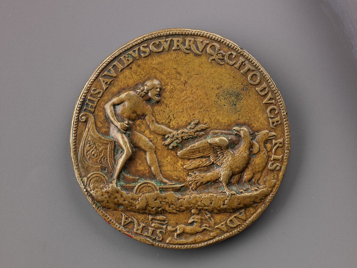 Portrait medal of Cardinal Francesco degli Alidosi (obverse); Jupiter and Signs of the Zodiac (reverse), Francesco Francia (Italian, Bologna ca. 1447–1517 Bologna), Bronze (copper alloy with a honey-colored
patina).