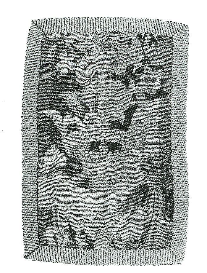 Two border fragments, Tapestry weave in wool with highlights in off-white silk.  Modern light yellow woven tape on b, France or the Netherlands