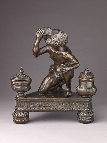 Inkwell in the Form of Atlas Holding a Globe