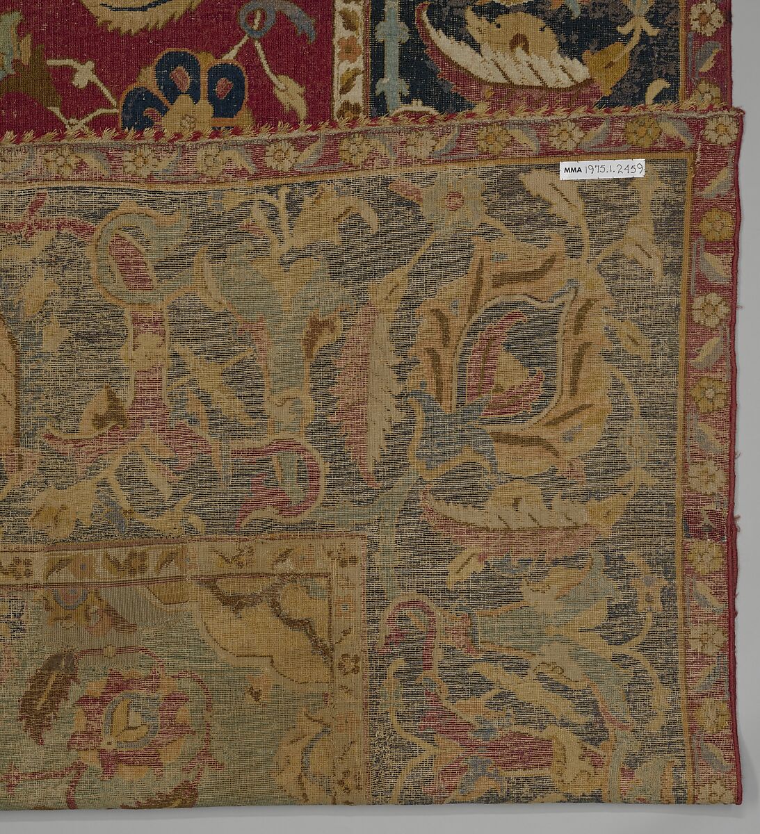 Indo-Persian carpet with medallions, Wool pile on cotton foundation., Indo-Persian