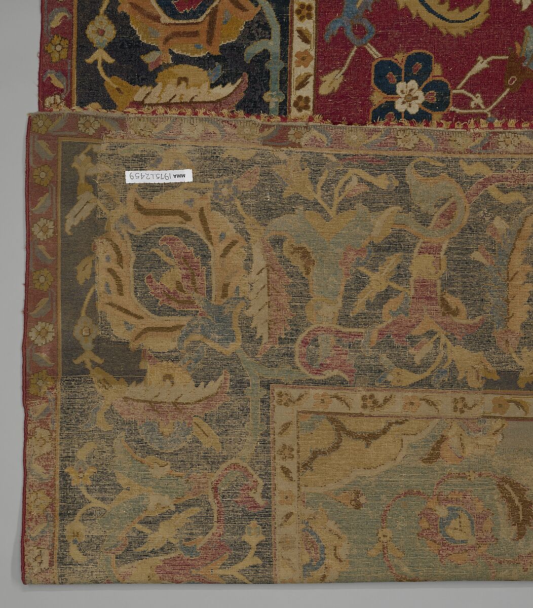 Indo-Persian carpet with medallions, Wool pile on cotton foundation., Indo-Persian