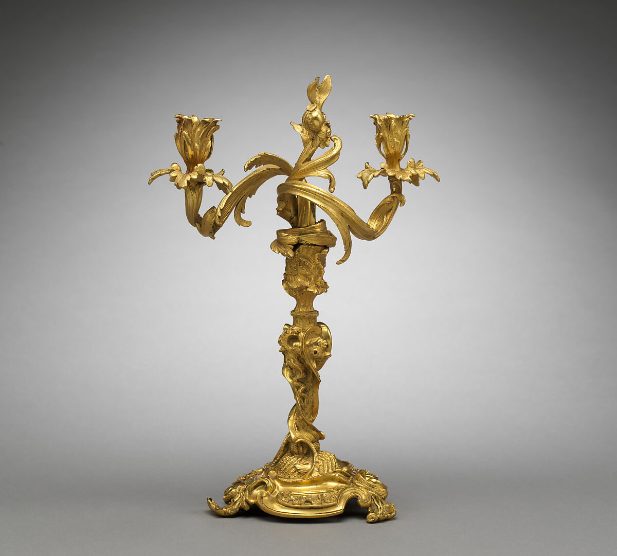 Candlestick with Two Branches, Gilt bronze., French, Paris