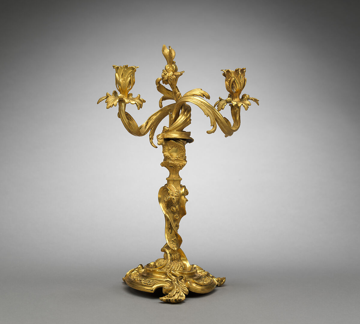 Candlestick with Two Branches, Gilt bronze., French, Paris 