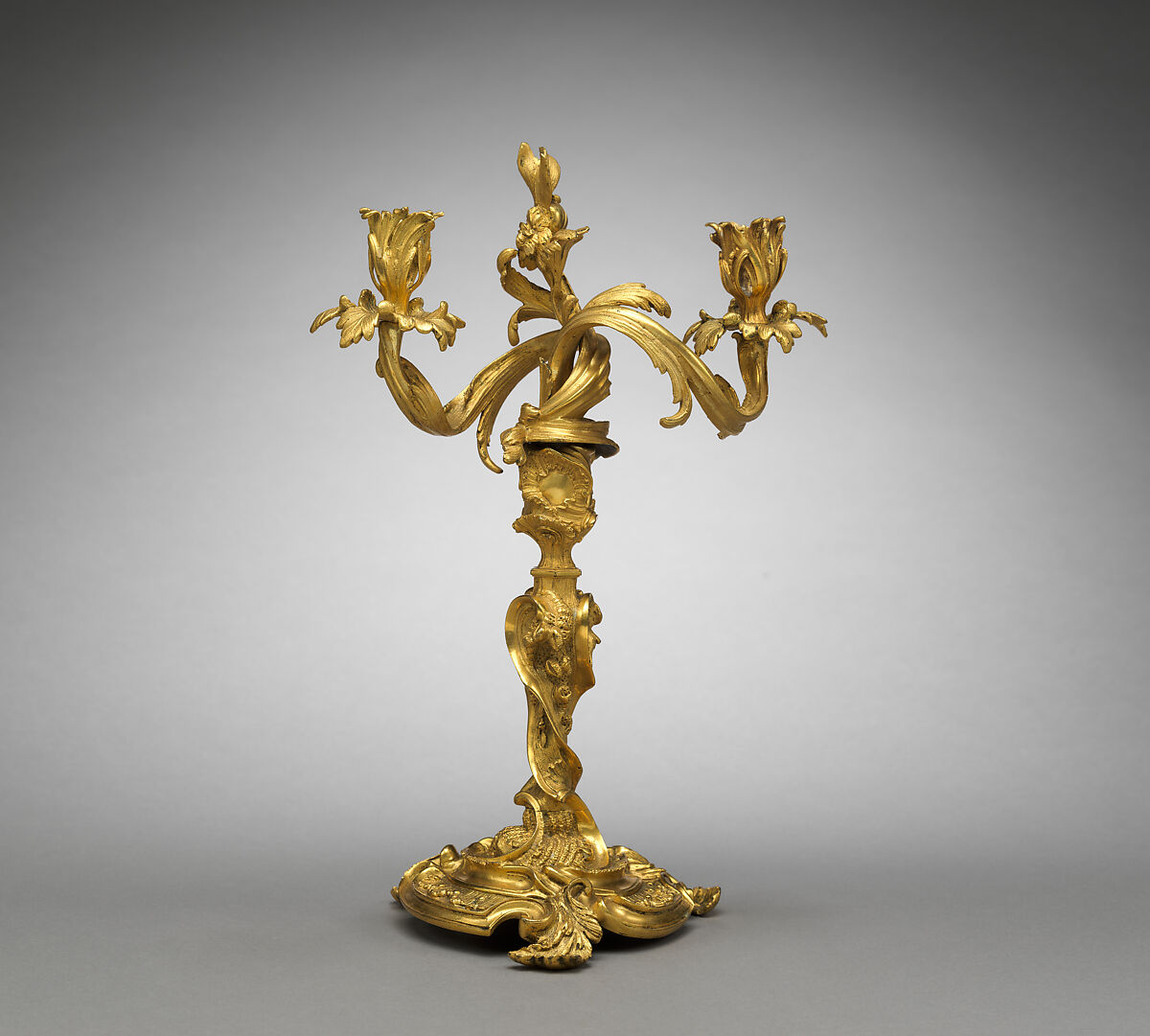 Candlestick with Two Branches, Gilt bronze., French, Paris 