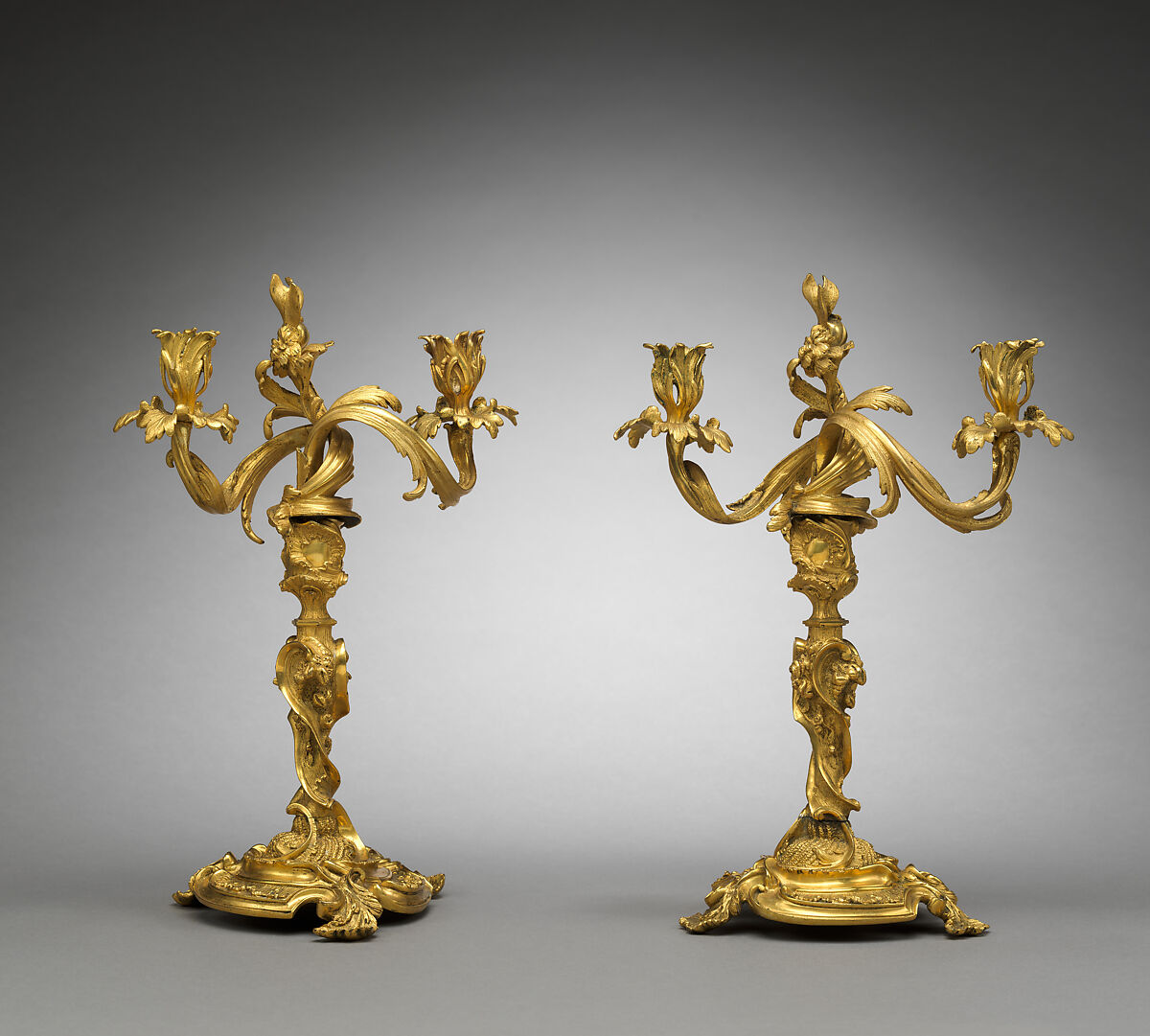 Candlestick with Two Branches, Gilt bronze., French, Paris