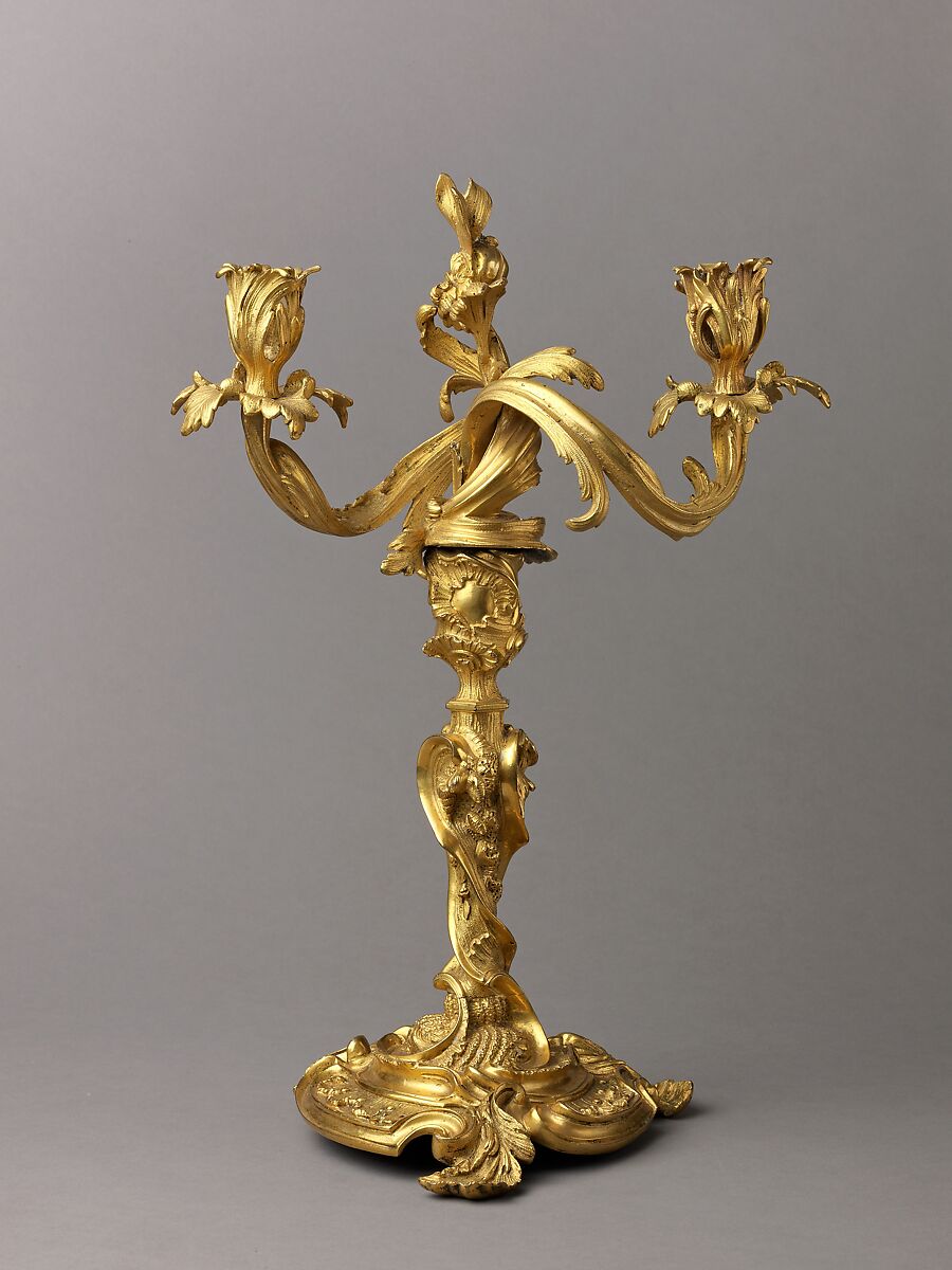 Candlestick with Two Branches, Gilt bronze., French, Paris