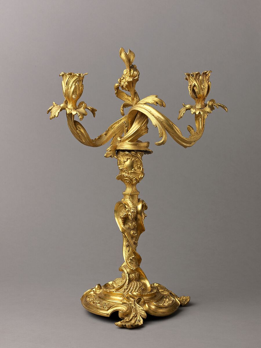 Candlestick with Two Branches, Gilt bronze., French, Paris