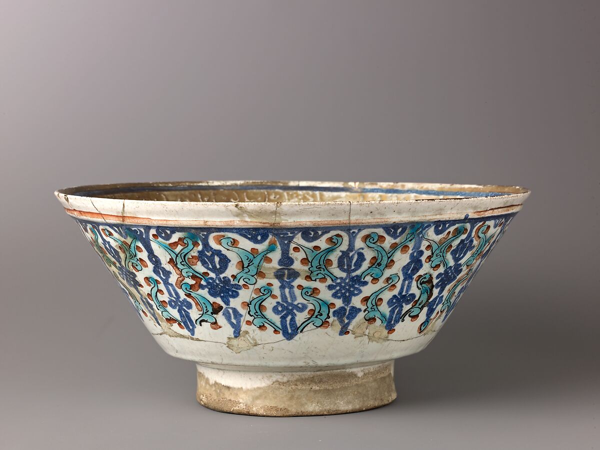 Bowl, Mina'i ("enameled") ware, Mina'i ware.  Composite body, stain- and overglaze-painted, and gilded., Iranian