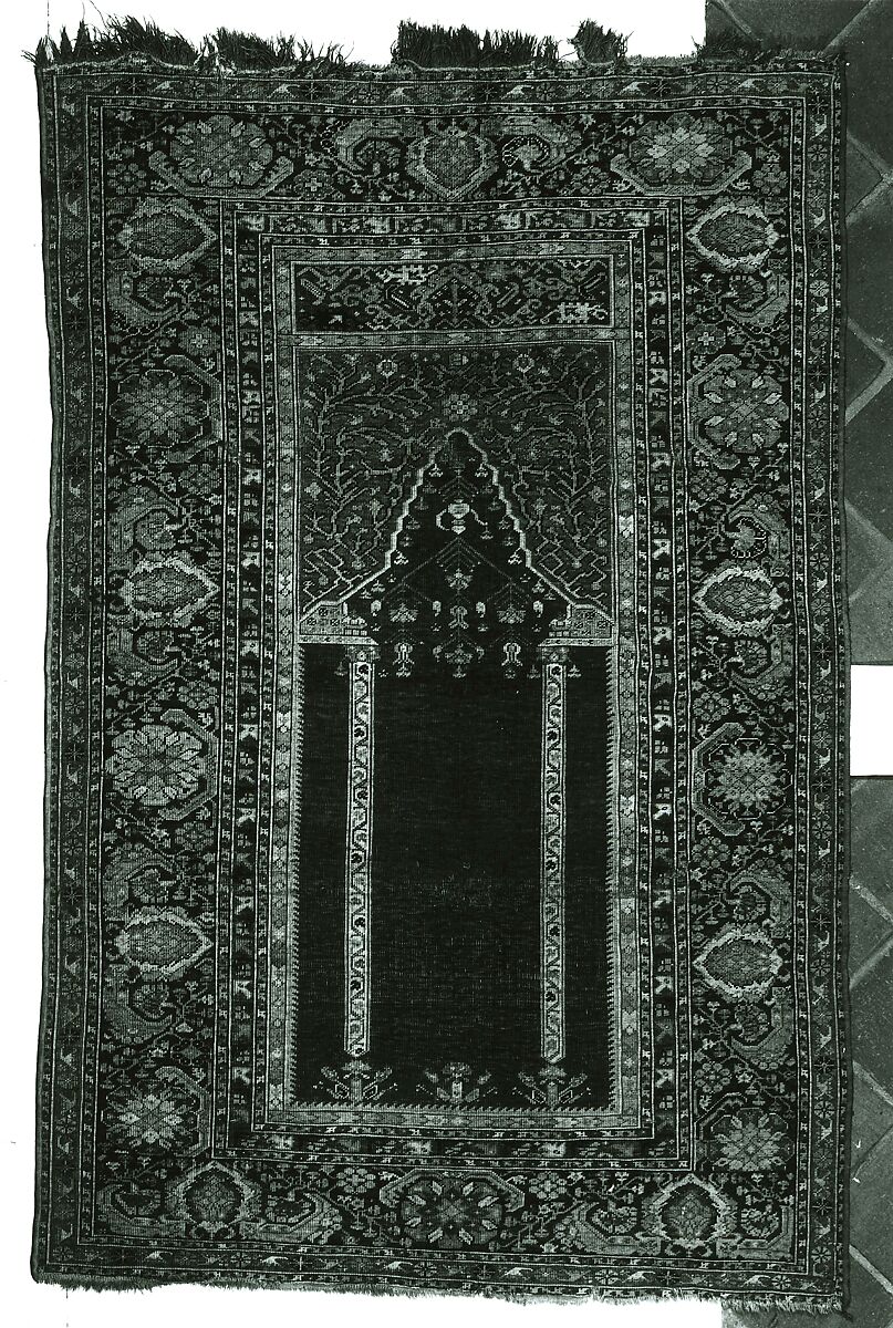 Transylvanian prayer rug, Wool pile on wool foundation., Turkish, possibly Kula region