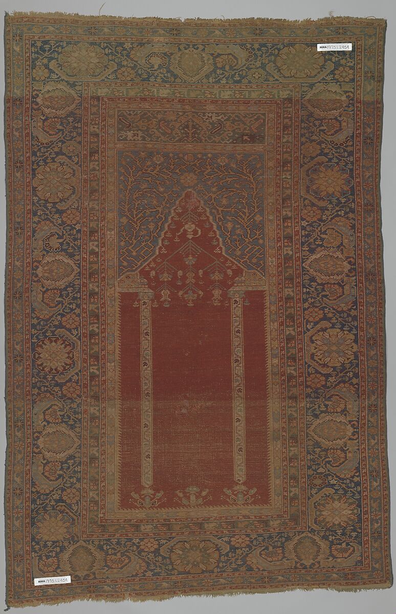 Transylvanian prayer rug, Wool pile on wool foundation., Turkish, possibly Kula region