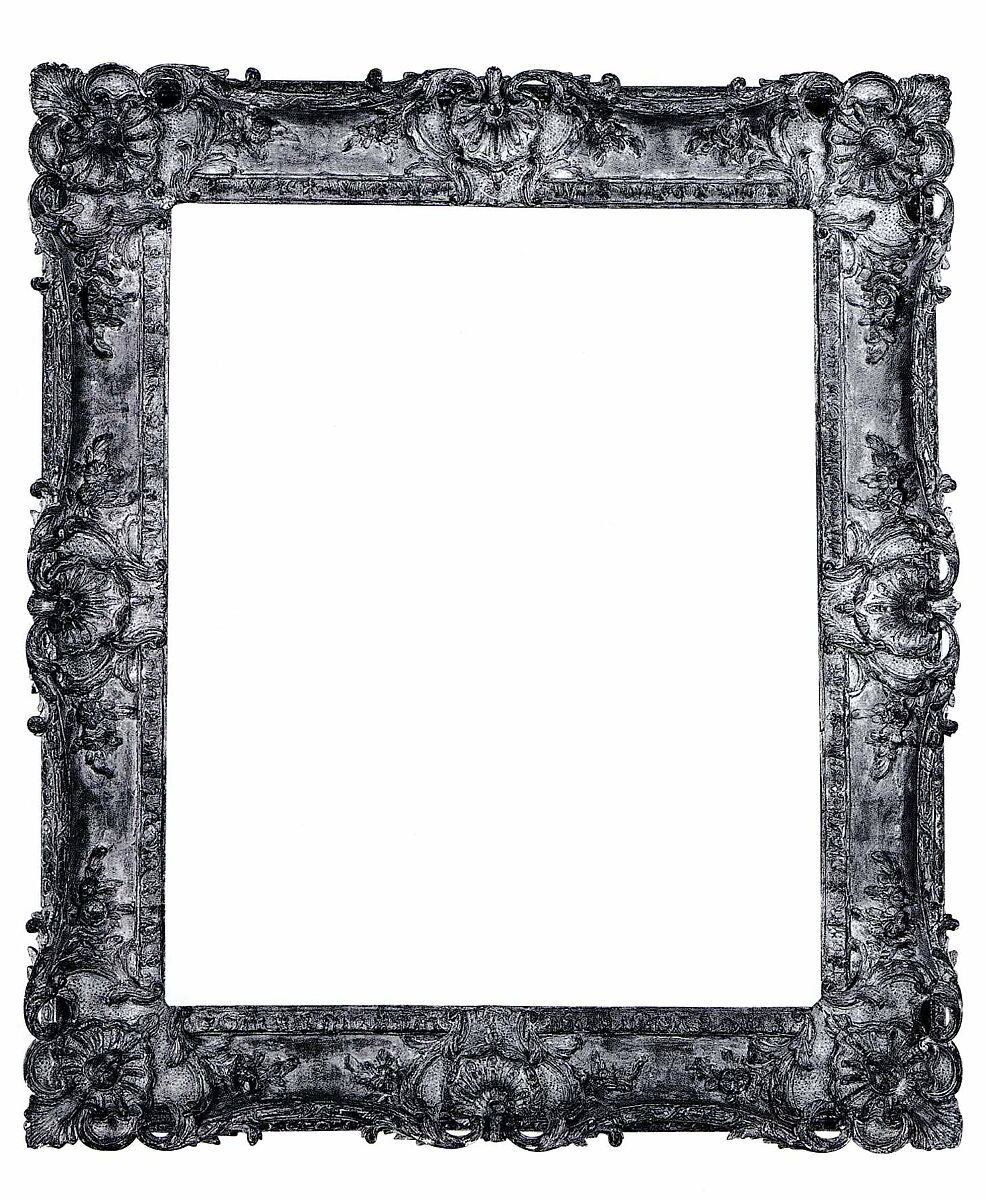 Swept frame, Oak lower moldings and feather keys; lime upper moldings. Carved, gilt; orange-brown bole., French