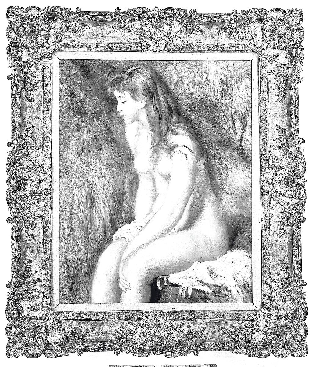 Swept frame, Oak lower moldings and feather keys; lime upper moldings. Carved, gilt; orange-brown bole., French