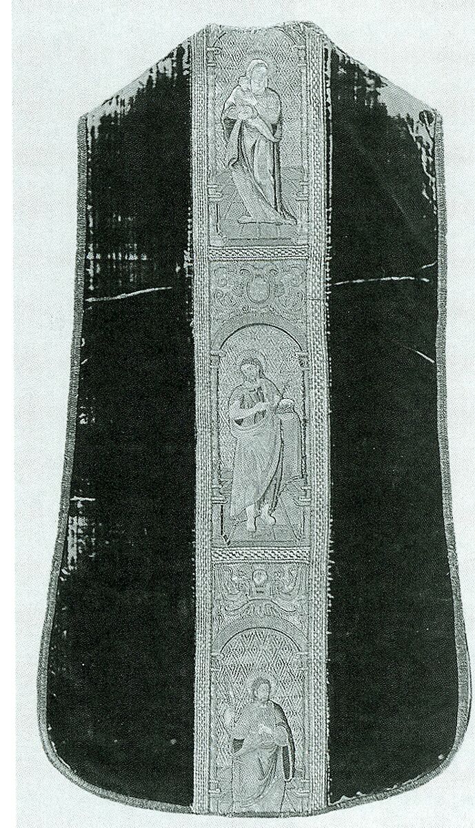 Chasuble with Orphreys, Silk; metal; linen, Spanish
