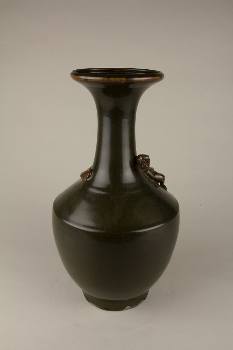 Vase with a coiling dragon, Porcelain with teadust glaze and applied decoration (Jingdezhen ware), China