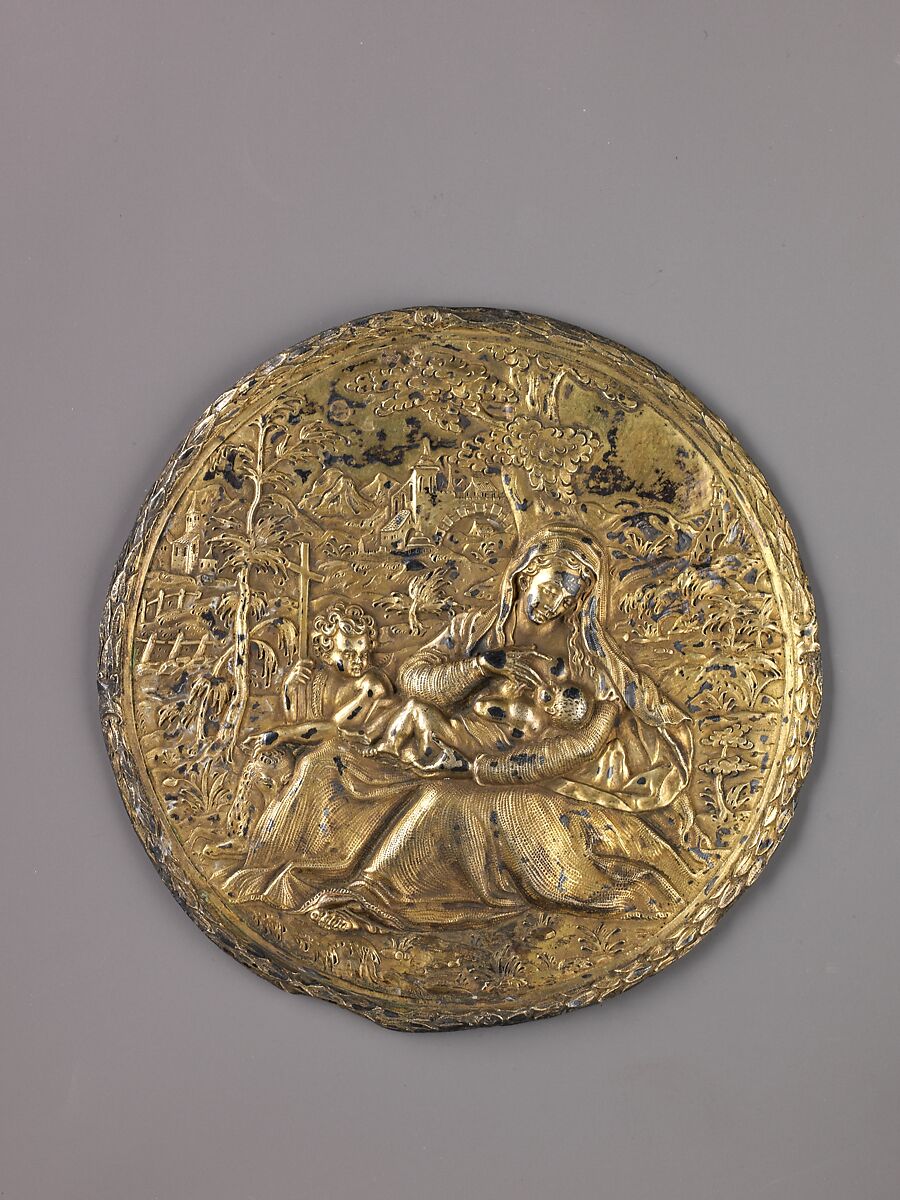 Virgin and Child with St. John, Arent van Bolten (Netherlandish, Zwolle 1573–before 1633 Leeuwarden), Gilt-silver electrotype., Netherlandish or South German