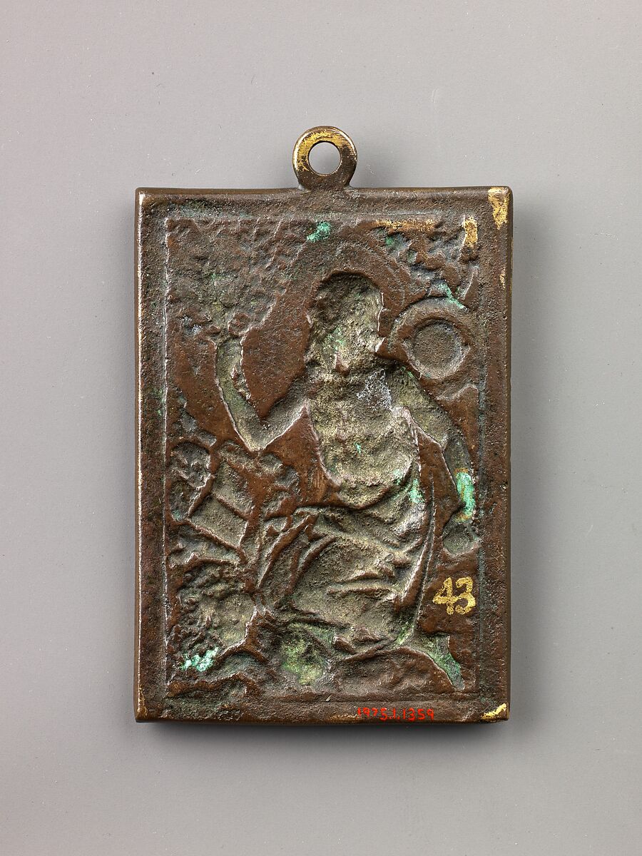 Saint Jerome Praying, Copper alloy with gilt obverse and reverse with reddish brown patina; integrally cast suspension loop at the top., Spanish or Northern Italian