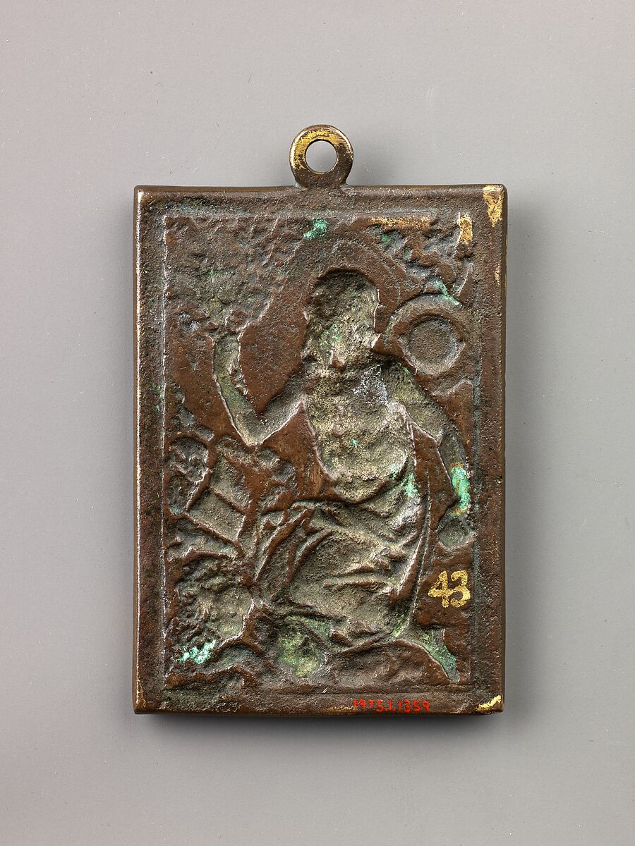 Saint Jerome Praying, Copper alloy with gilt obverse and reverse with reddish brown patina; integrally cast suspension loop at the top., Spanish or Northern Italian