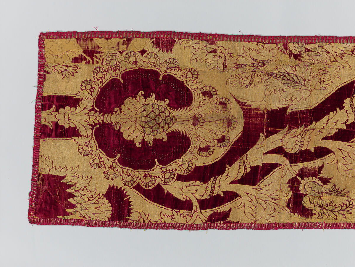 Hanging, silk; metal; linen, Italian, possibly Florence