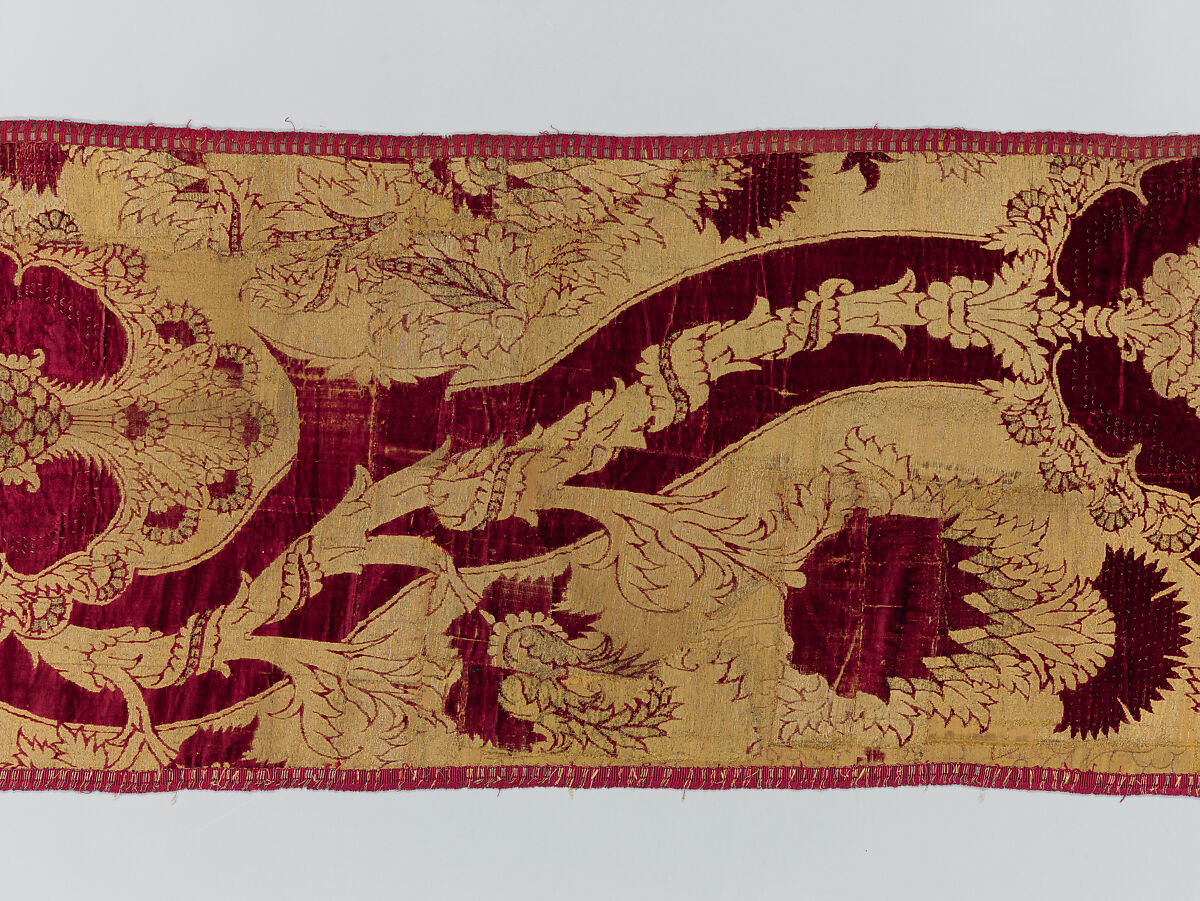 Hanging, silk; metal; linen, Italian, possibly Florence