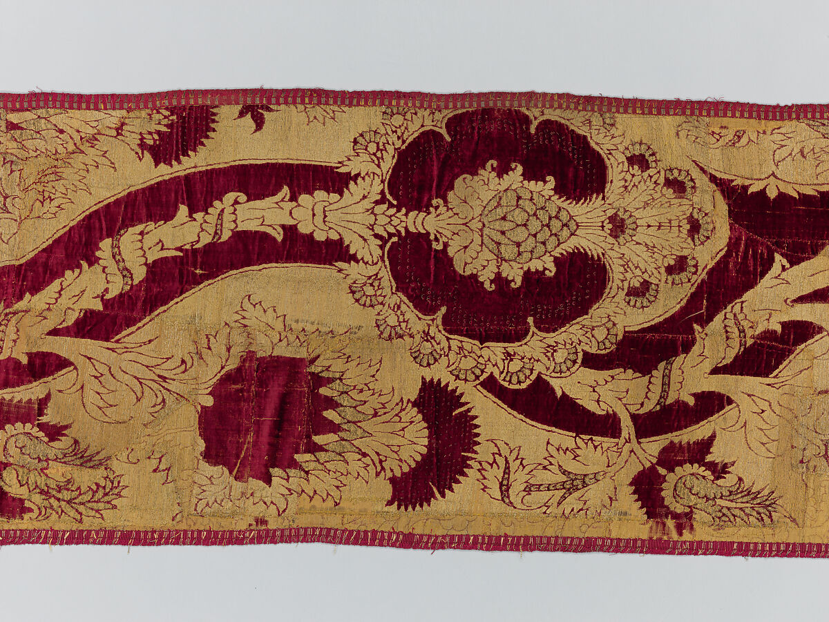 Hanging, silk; metal; linen, Italian, possibly Florence