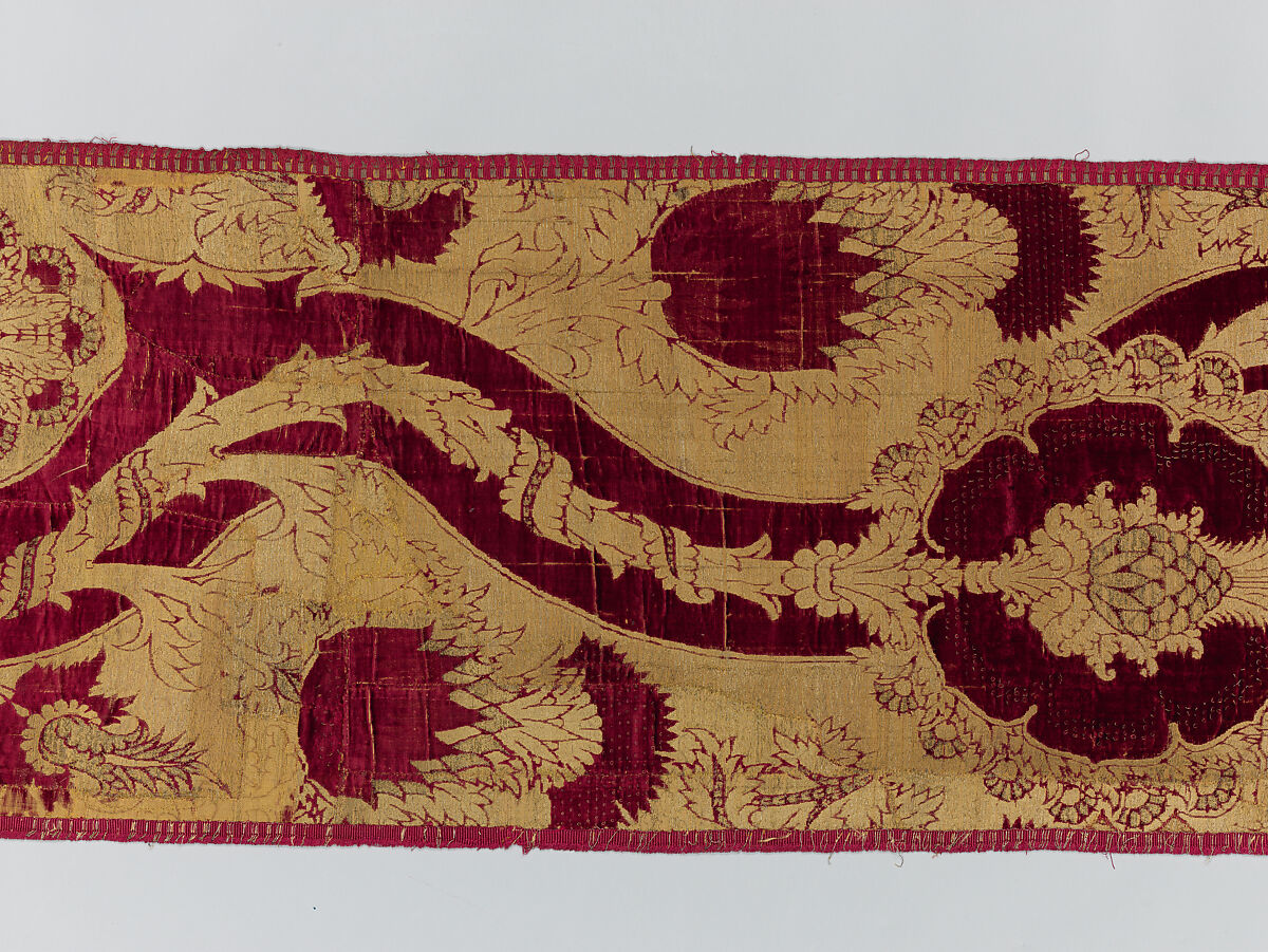 Hanging, silk; metal; linen, Italian, possibly Florence