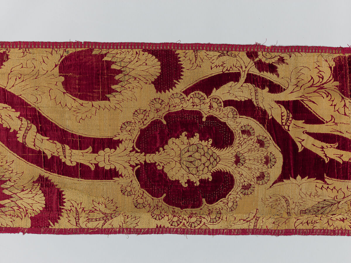 Hanging, silk; metal; linen, Italian, possibly Florence