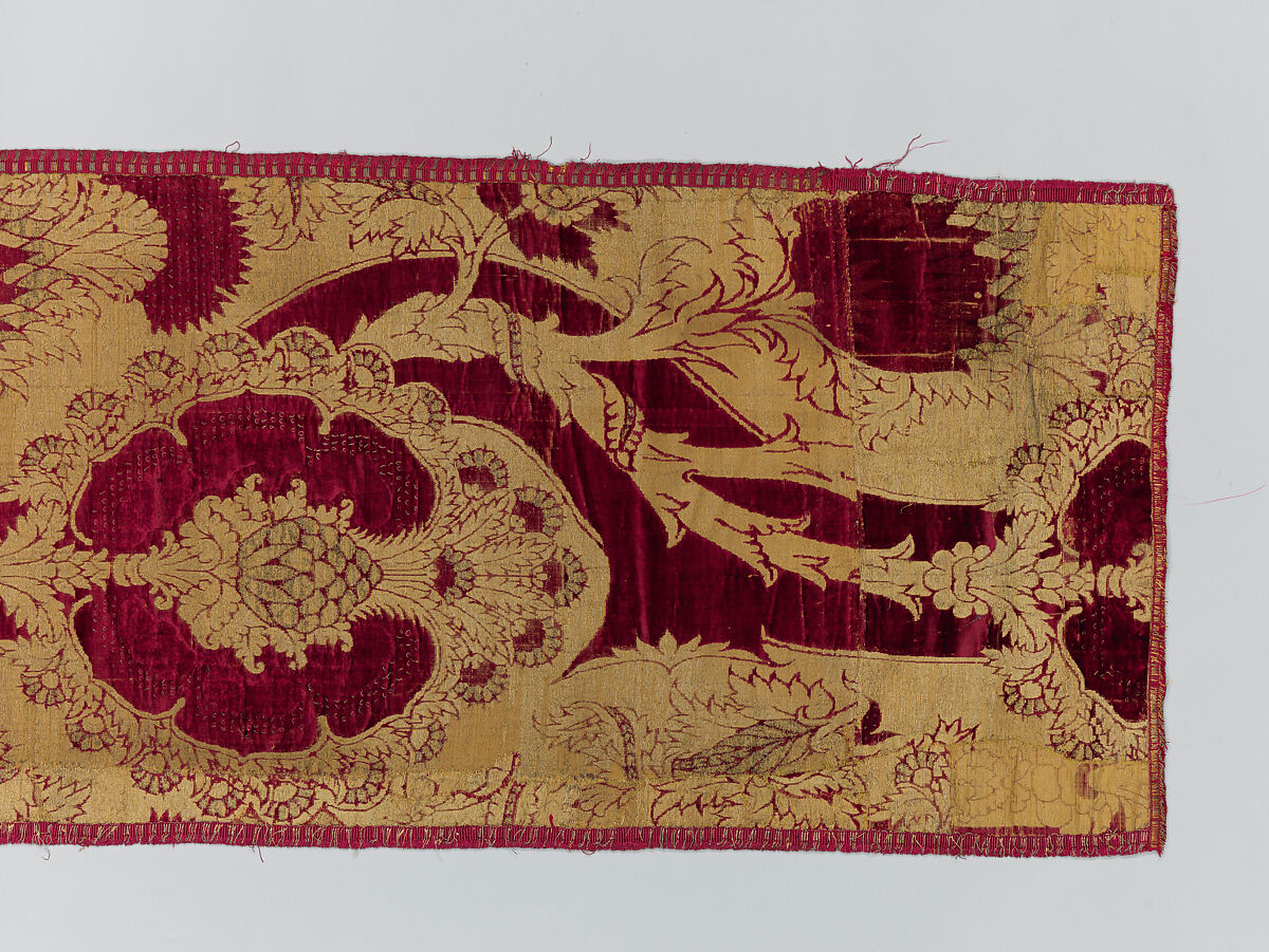 Hanging, silk; metal; linen, Italian, possibly Florence