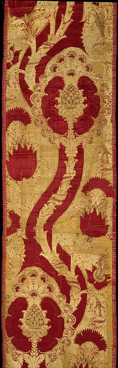 Hanging, silk; metal; linen, Italian, possibly Florence
