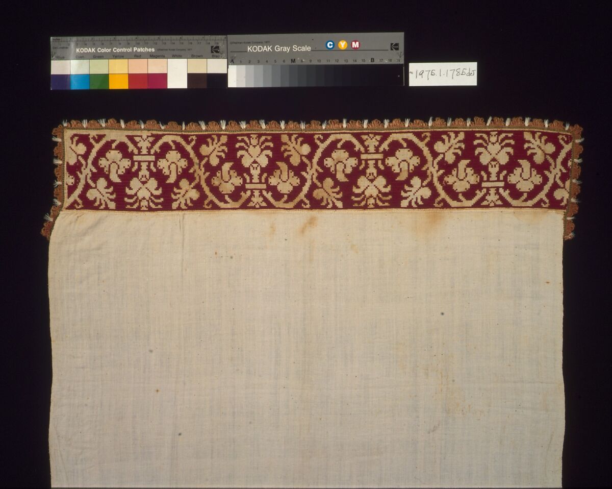 Towel or Cover, Linen; silk;, Italian 