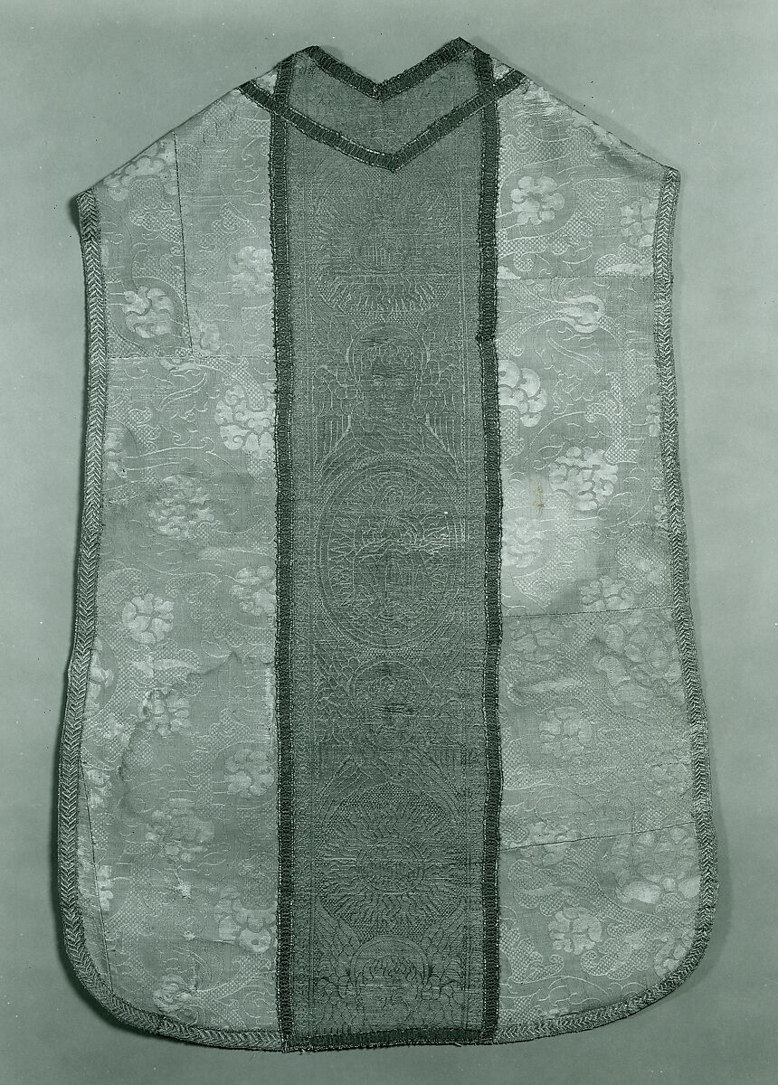 Chasuble with Orphreys, Satin; silk; metal; linen, Italian