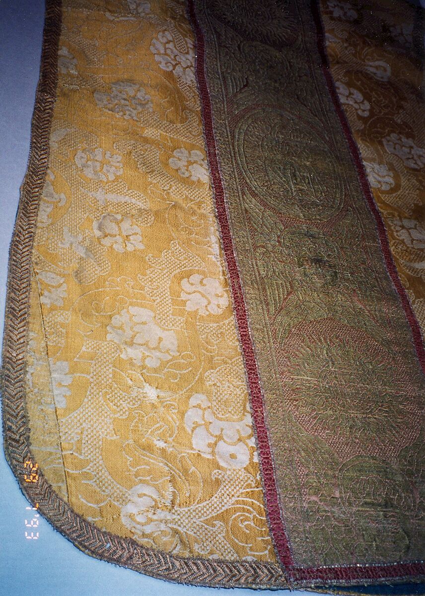 Chasuble with Orphreys, Satin; silk; metal; linen, Italian