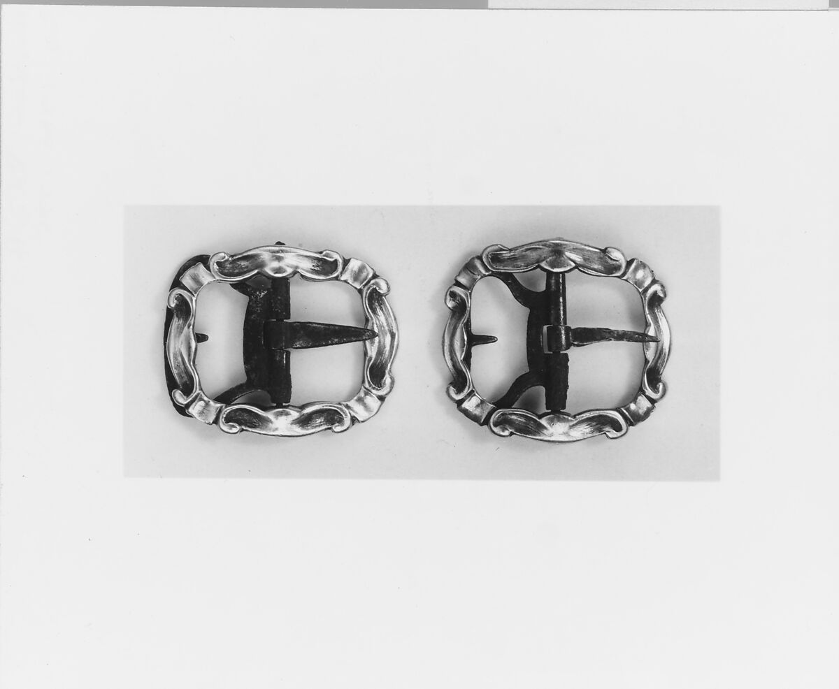 Knee Buckle, Marked by B.(?) A., Silver, American 