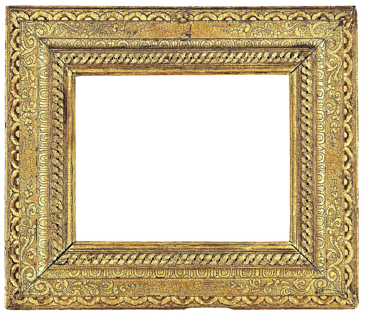 Reverse cassetta frame, Oak. Carved, gilt; brown-red bole, dragon's blood., Southern French 