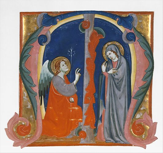 Annunciation in an Initial M