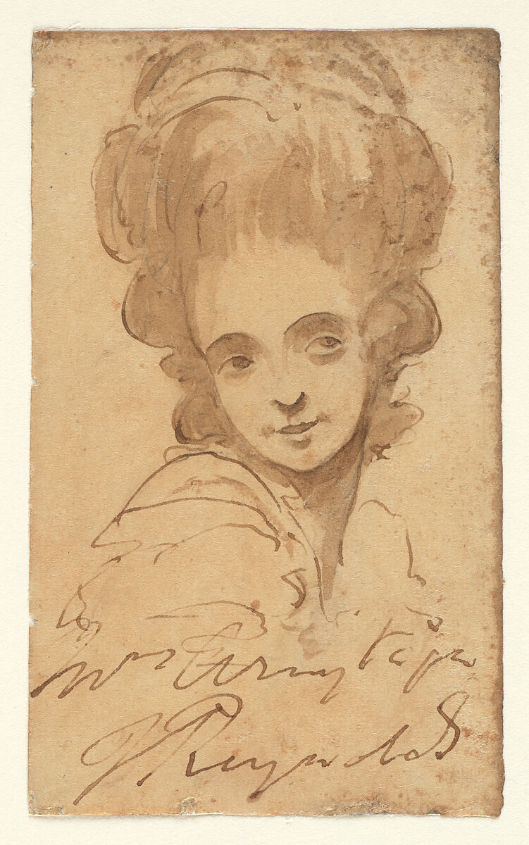 Head of a Lady, Unknown artist, probably 19th century, Pen, brown ink, and ink wash on paper 
